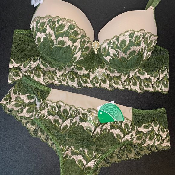 Set bra and panties green with details - Picture 3 of 3